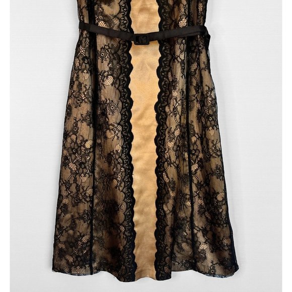 Diana Ferrari Dress Womens Gold Black Lace Pleated Formal Evening Occasion Sz 14 - Picture 3 of 14